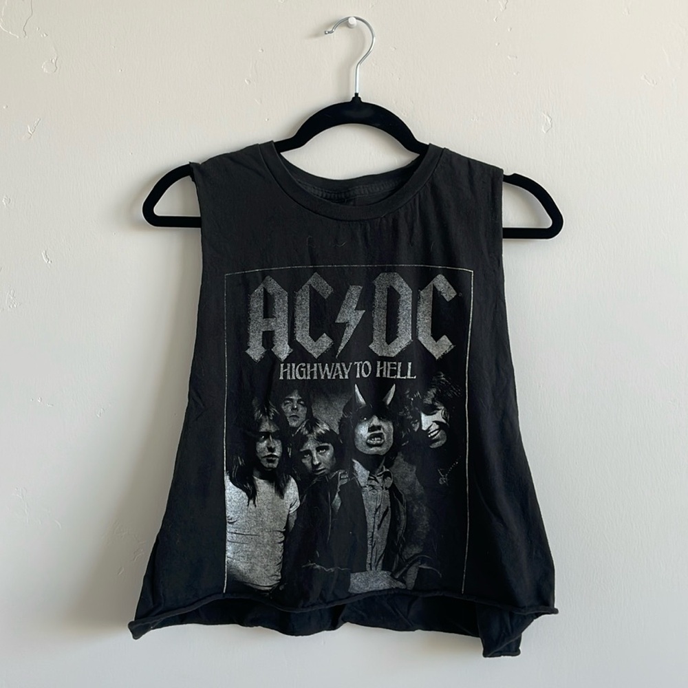 ACDC Cropped Muscle Tank Top